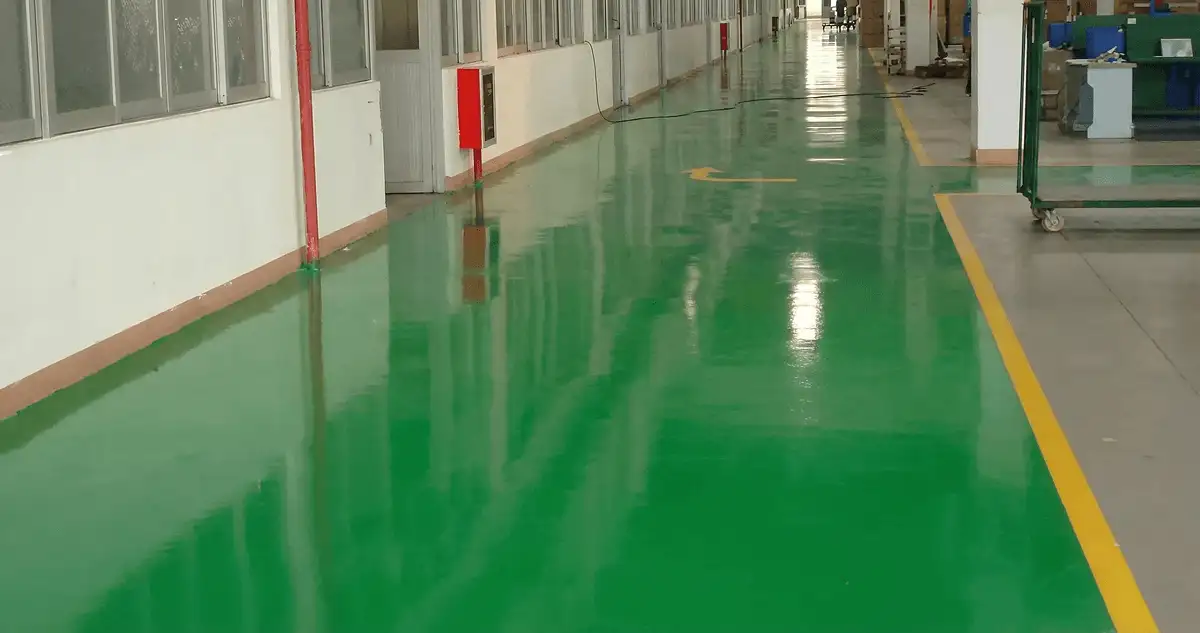 A factory floor professionally covered and marked with epoxy flooring in Lakeland, FL