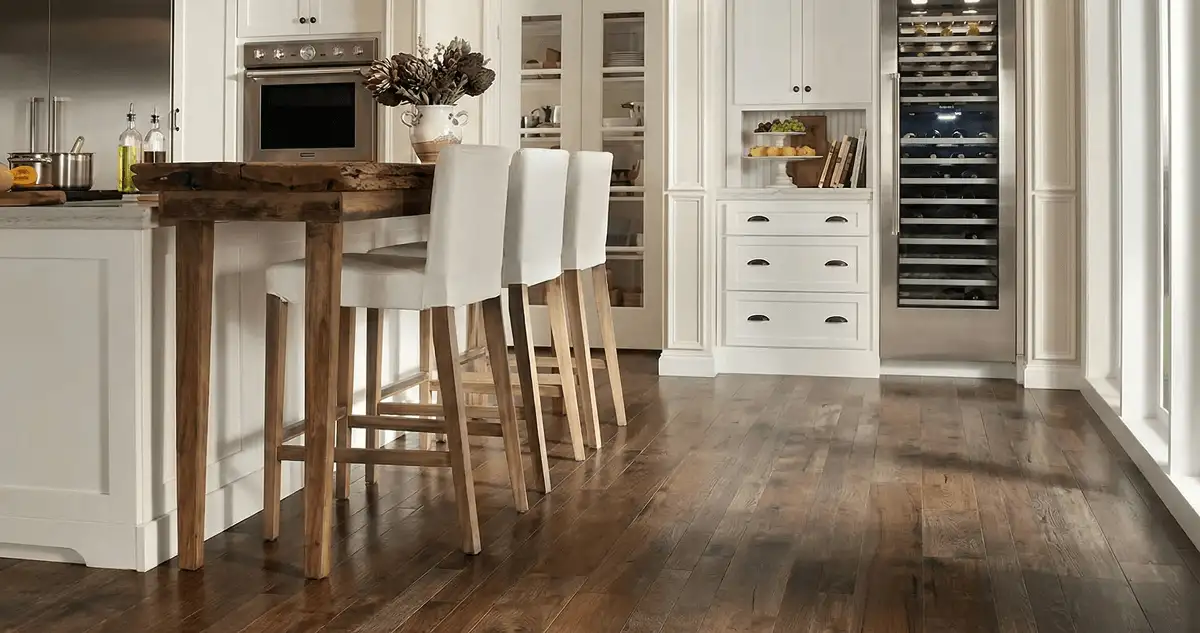 Professionally installed and refinished hardwood flooring in a residential home, showcasing smooth finish and natural wood tones in Lakeland, FL
