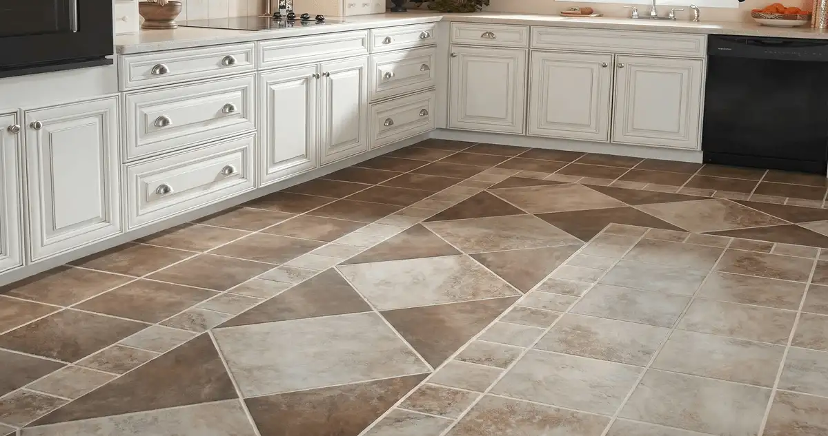 Kitchen with white cabinets and a professionally installed tile floor in Lakeland, FL